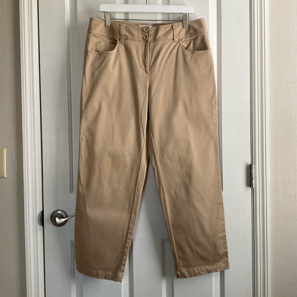 Talbots Womens Khaki Chino Style Straight Leg Pants Size 14P